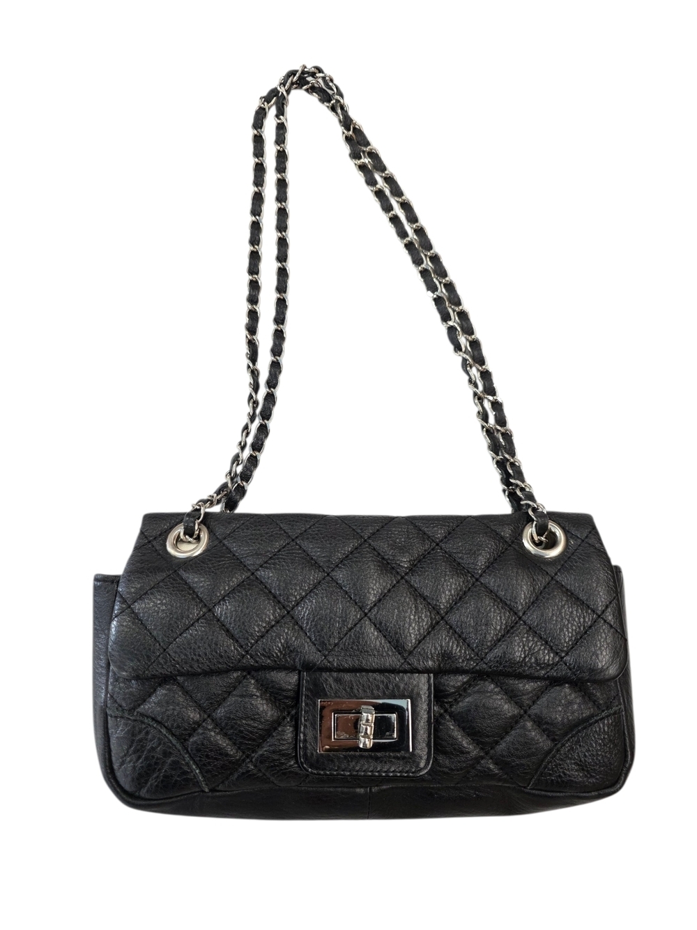 Classic Chanel style leather Flap Quilted Shoulder Bag with Chain Strap
